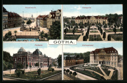 AK Gotha, Postamt Und Hauptmarkt  - Gotha
