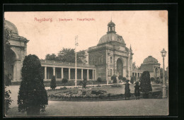 AK Augsburg, Stadtpark - Hauptfacade  - Augsburg