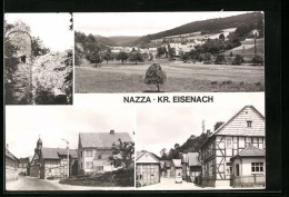 AK Nazza /Kr. Eisenach, Ortsansicht, Strassenpartie Mit Kirche, Alter Wall Und Turm  - Eisenach