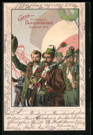 Lithographie Ganzsache PP27C17: Hannover, 14. Deutsches Bundesschiessen 1903, Schützen In Grünen Trachten  - Hunting