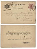 EP E.P. Entier Postale Ganzsache Deutschland Konigreich Bayern Munchen 1887 PRAHA Braumeister Carl Enderle - Ganzsachen