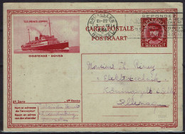 Belgie 1935 - Briefkaart Met  T.S.S. Prins Leopold - Lijn Oostende Dover - Bateaux