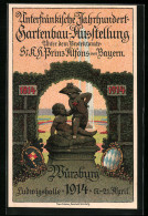 AK Ganzsache Bayern PP38C8, Würzburg, Unterfränkische Jahrhundert-Gartenbau-Ausstellung 1914  - Briefkaarten