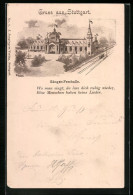 Lithographie Stuttgart, Ganzsache Württemberg PP11F39 /03, Sänger-Festhalle  - Briefkaarten