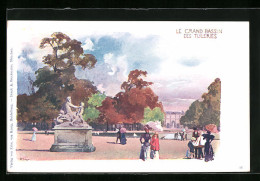 Lithographie Paris, Le Grand Bassin Des Tuileries  - Autres & Non Classés