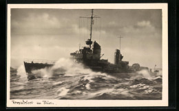AK Torpedoboot Der Kriegsmarine Im Sturm  - Guerre