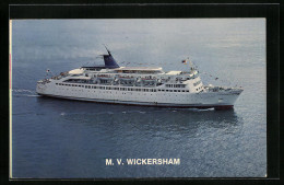 AK Fährschiff MV Wickersham In Flaggengala Aus Der Vogelschau  - Autres & Non Classés