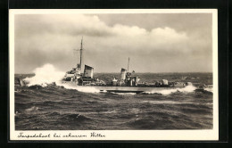 AK Torpedoboot Der Kriegsmarine Bei Schwerem Wetter  - Guerre