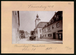 Fotografie Brück & Sohn Meissen, Ansicht Naumburg, Buchdruckerei Fritz Hirschfelder & Marienkirche  - Orte