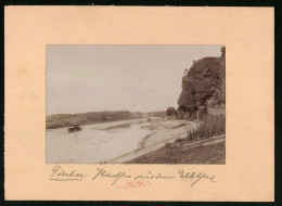 Fotografie Brück & Sohn Meissen, Ansicht Diesbar / Elbe, Dampfer - Raddampfer & Felsformation Böser Bruder  - Orte