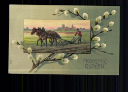 Bauer Beim Umpflügen Im Frühjahr, Fröhliche Ostern - Pâques