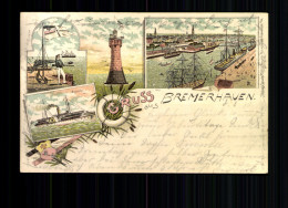 Bremerhaven, Wappen, Rother Sand Leuchtturm, Hafen Usw. - Bremen