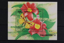 Kambodscha, Schmetterlinge, MiNr. Block 186, Postfrisch - Cambodja
