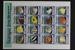 Nicaragua, Fische / Meerestiere, MiNr. 3196-3211 ZD-Bogen, Postfrisch - Nicaragua