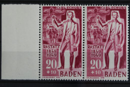 Franz. Zone Baden, MiNr. 51, Waag. Paar, Linker Rand, Postfrisch - Autres & Non Classés