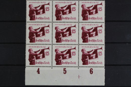 Deutsches Reich, MiNr. 585 X, 9er Block, Unterrand, Postfrisch - Unused Stamps