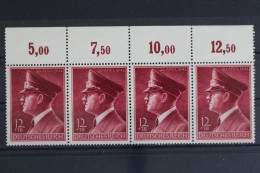 Deutsches Reich, MiNr. 813 Y, 4er Streifen, Oberrand, Postfrisch - Ungebraucht