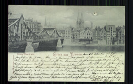 Bremen, Grosse Weserbrücke, Mondkarte - Bremen