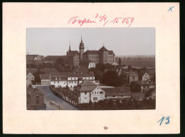 Fotografie Brück & Sohn Meissen, Ansicht Torgau A. Elbe, Blick In Den Ort Mit Wohnhäusern Und Dem Schloss Hartenfals  - Lieux