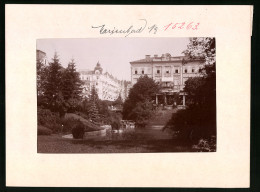 Fotografie Brück & Sohn Meissen, Ansicht Marienbad, Blick Auf Das Hotel Stift Tepler Haus Samt Parkanlagen  - Lieux