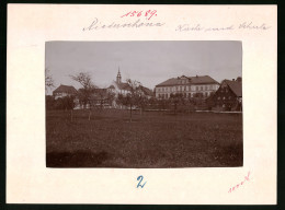 Fotografie Brück & Sohn Meissen, Ansicht Niederschöna, Blick Auf Die Schule Mit Der Kirche  - Orte