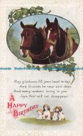 R163727 Greetings. A Happy Birthday. Horses - World