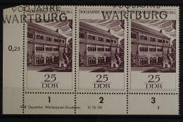 DDR, MiNr. 1235, Dreierstreifen, Ecke Links Unten, DV 3, Gestempelt - Gebraucht