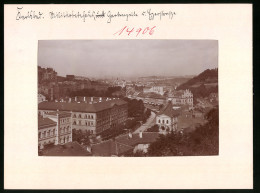 Fotografie Brück & Sohn Meissen, Ansicht Karlsbad, Egerstrasse Mit Gartenzeile Und Blick Auf Das Militär-Badehaus  - Orte
