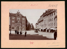 Fotografie Brück & Sohn Meissen, Ansicht Mittweida I. Sa., Markt Mit Amtsgericht, Kaffee Greif, Handlung Albert Braun  - Places