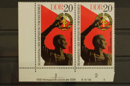 DDR, MiNr. 2039, Waag. Paar, Ecke Li. Unten, DV II, Postfrisch - Unused Stamps