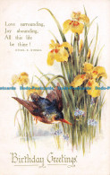 R164479 Birthday Greetings. Flowers And Bird. Salmon. 1931 - Monde