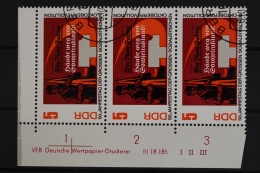 DDR, MiNr. 1312 A, Dreierstreifen, Ecke Li. Oben, DV I/II/III, Gestempelt - Oblitérés