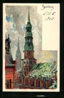 Künstler-AK Heinrich Kley: Hamburg, Kirche  - Kley