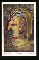 Künstler-AK Otto Kubel: Brüder Grimm, Frau Holle, Die Alte Gibt Dem Mädchen Goldene Spule, Märchen  - Fairy Tales, Popular Stories & Legends