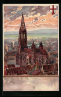 Künstler-AK Heinrich Kley: Freiburg, Teilansicht Mit Münster  - Kley