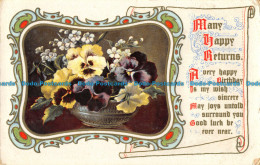 R164982 Greetings. Many Happy Returns. Flowers In Vases. Philco - Monde