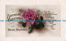 R164984 Birthday Greetings To My Dear Brother. Flowers. Tuck. 1928 - World