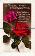 R163799 Greetings. To Father With Every Good Wish. Roses. RP. 1934 - World