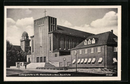 AK Ludwigshafen A. Rh., Rheinschule Und Herz Jesukirche  - Ludwigshafen