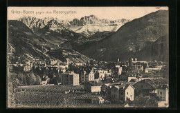 Cartolina Bozen-Gries, Ortsansicht Gegen Rosengarten  - Bolzano (Bozen)