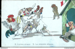 Ca294  Cartolina Militare Satirica Il Primo Attacco Cani Dog Illustratore Artist - Other & Unclassified