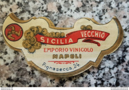 Bm Etichetta Pubblicitaria  Vino Sicilia Vecchio Napoli Stemma Trinacria Regno - Autres & Non Classés