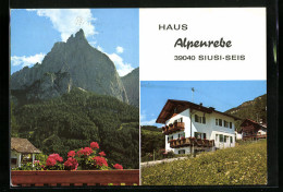 Cartolina Seis Am Schlern, Pension Haus Alpenrebe  - Autres & Non Classés