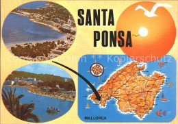 72310546 Santa Ponsa Mallorca Islas Baleares Fliegeraufnahme Inselkarte  - Autres & Non Classés