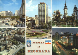 72310513 Beograd Belgrad Teilansichten Hotel Slavija Kirche Nachtaufnahme  - Serbien