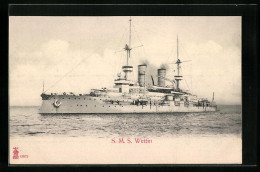AK Kriegsschiff SMS Wettin Auf Hoher See  - Guerre