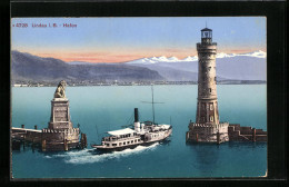 AK Lindau I. B., Der Hafen Im Abendrot, Leuchtturm, Dampfer  - Lighthouses
