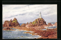 Künstler-AK Jersey, Corbière Rocks And Lighthouse  - Leuchttürme