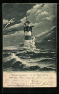AK Rothesand-Leuchtturm Vor Der Wesermündung Bei Steifer Brise  - Lighthouses
