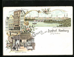 Lithographie Hamburg, Restaurant Luxhof Von F. Griebner, Pferdemarkt  - Mitte